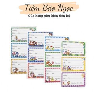 Lốc 30 nhãn dán sách vở 5*7cm có keo dán sẵn