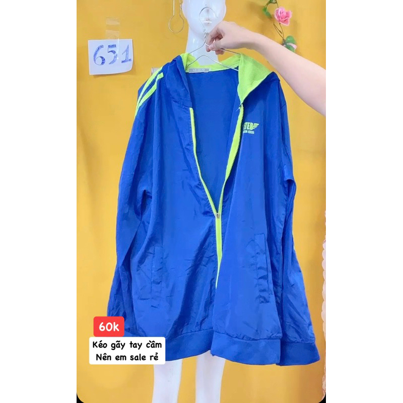 áo khoác dù xanh lỗi nhẹ sale.S651