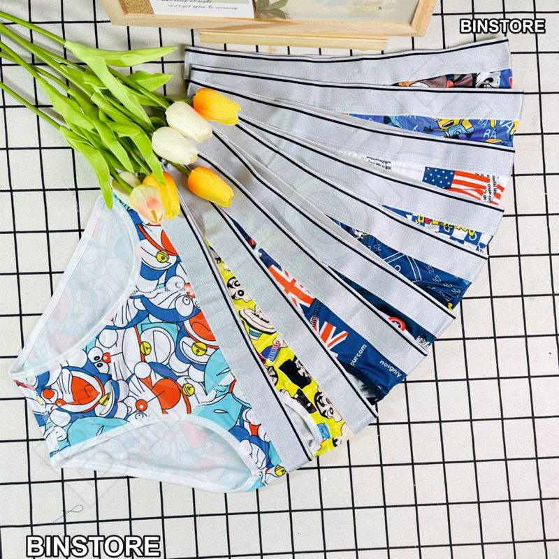 combo quần lót tam giác nam,sịp chéo nam mẫu hoạt hình dễ thương chất vải thun lạnh,co giãn 4chiều thoáng mát,thấm hút