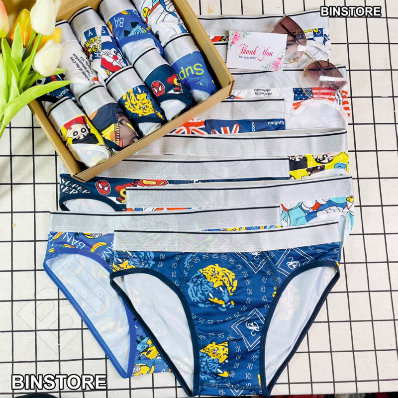 combo quần lót tam giác nam,sịp chéo nam mẫu hoạt hình dễ thương chất vải thun lạnh,co giãn 4chiều thoáng mát,thấm hút