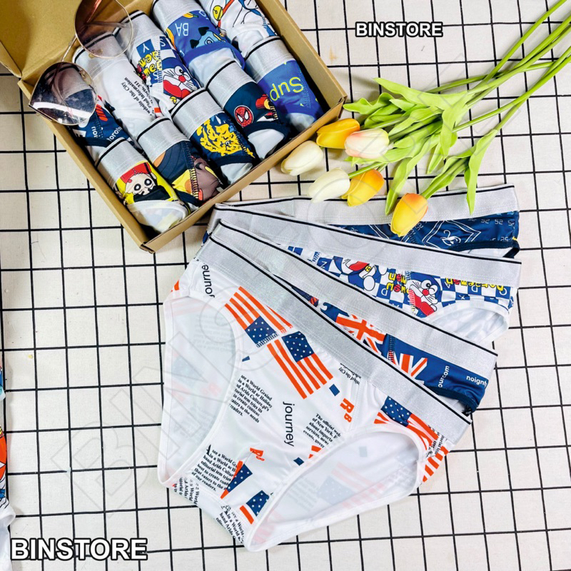 combo quần lót tam giác nam,sịp chéo nam mẫu hoạt hình dễ thương chất vải thun lạnh,co giãn 4chiều thoáng mát,thấm hút