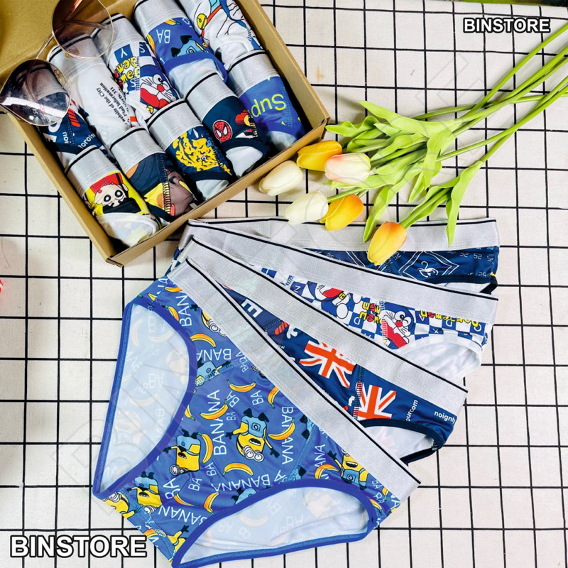 combo quần lót tam giác nam,sịp chéo nam mẫu hoạt hình dễ thương chất vải thun lạnh,co giãn 4chiều thoáng mát,thấm hút