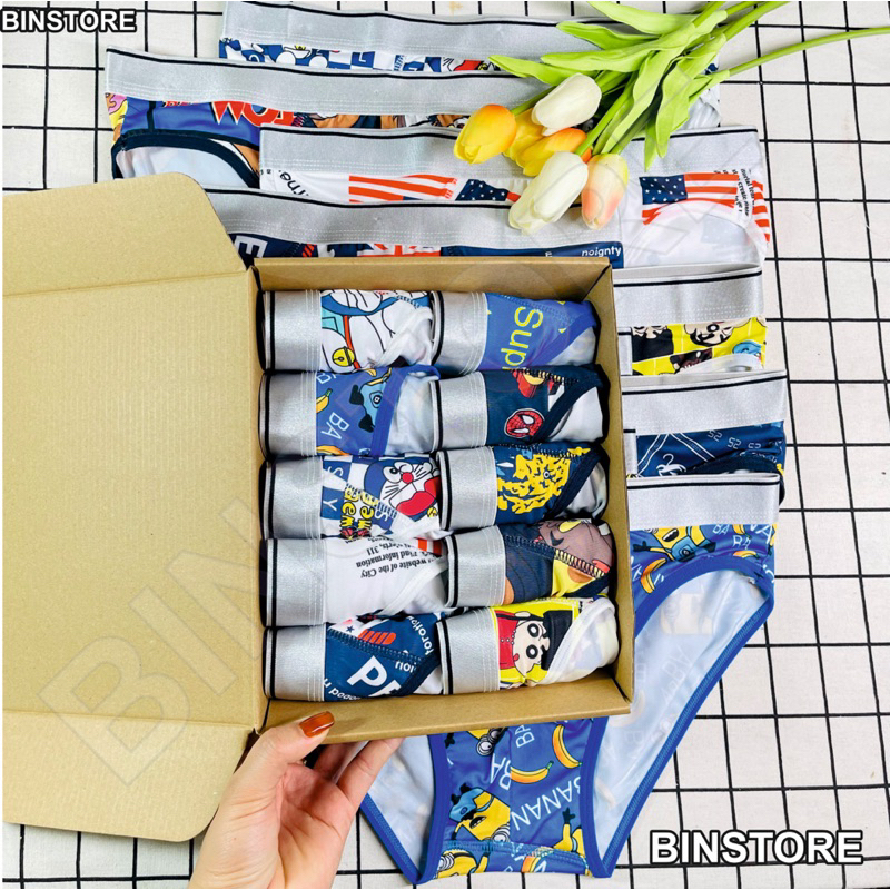 combo quần lót tam giác nam,sịp chéo nam mẫu hoạt hình dễ thương chất vải thun lạnh,co giãn 4chiều thoáng mát,thấm hút