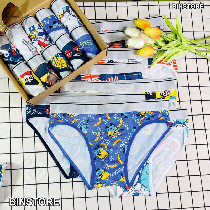combo quần lót tam giác nam,sịp chéo nam mẫu hoạt hình dễ thương chất vải thun lạnh,co giãn 4chiều thoáng mát,thấm hút