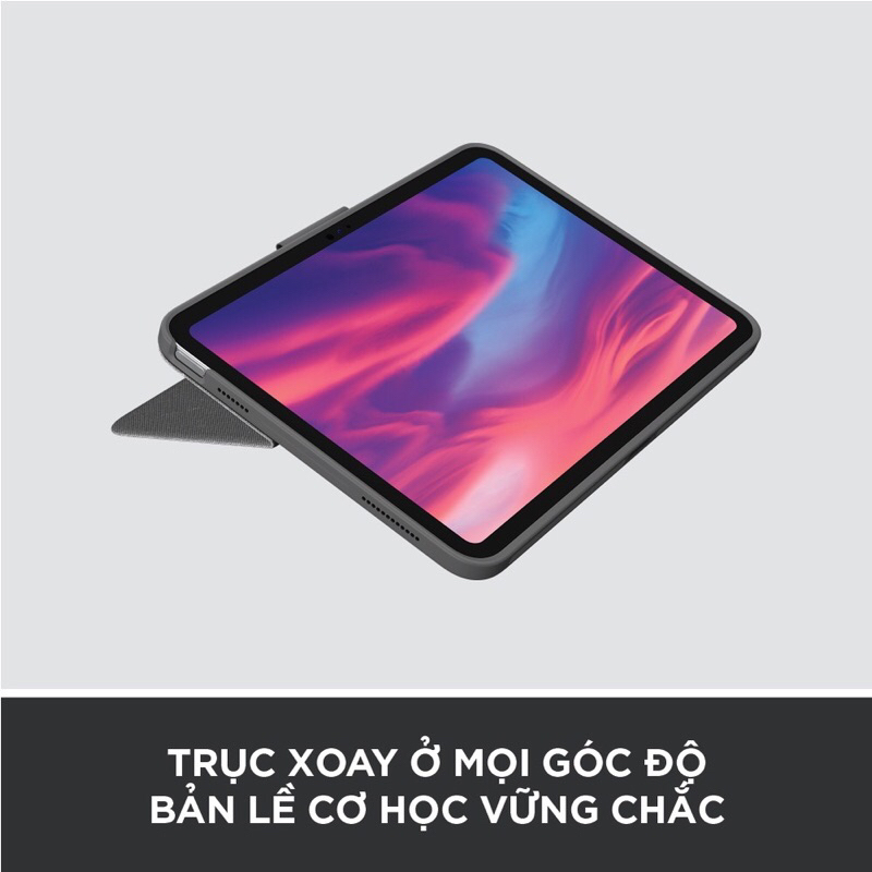 Bao da kèm phím Logitech Combo Touch dành cho iPad Gen 10  - Tháo rời Trackpad, chiếu sáng nền