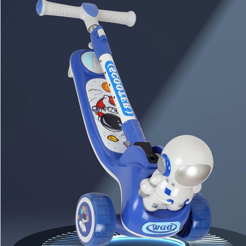 Xe trượt scooter cho bé phi hành gia có nhạc bánh phát sáng xe chòi chân trượt 2in1