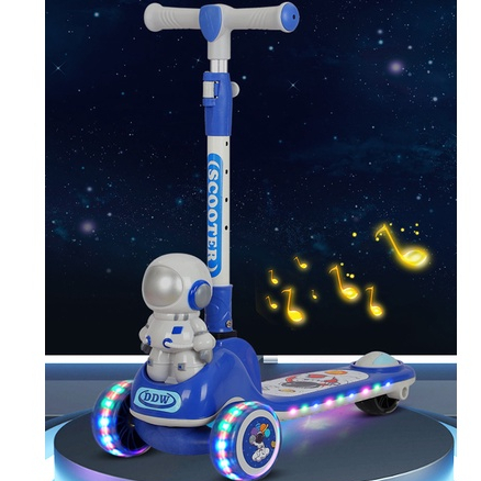 Xe trượt scooter cho bé phi hành gia có nhạc bánh phát sáng xe chòi chân trượt 2in1