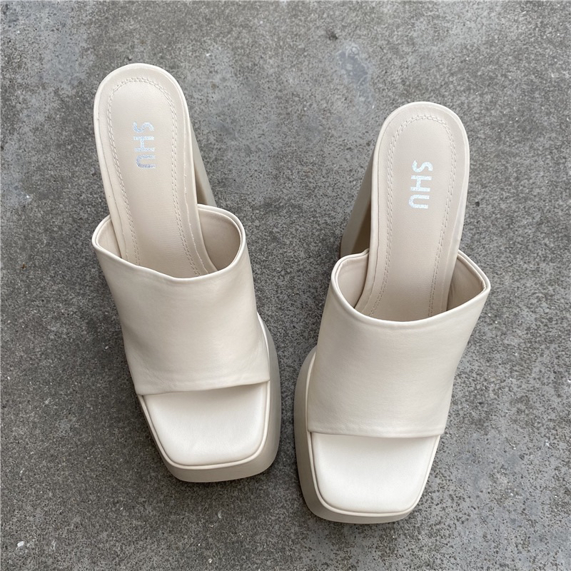 ORDER ☘️ Guốc gót trụ đế đúp quai ngang da mềm xuất Âu,15cm 35-41