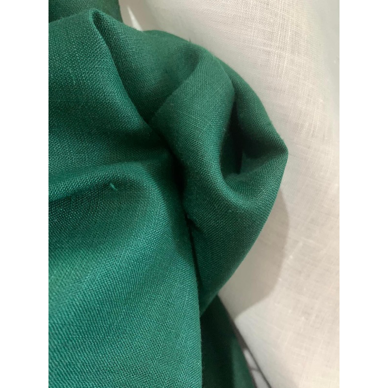 Vải linen cao cấp xanh lá đậm đl 150gsm