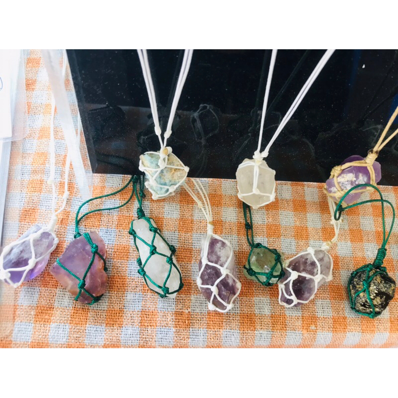 Dây chuyền đá thô thanh tẩy các loại thắt macrame handicraft làm HandMade , diy