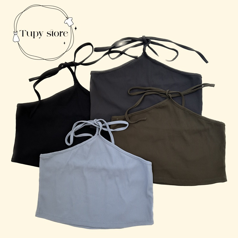 ❌Mua 5 TẶNG 1❌ ÁO CROPTOP CỔ YẾM CỘT DÂY THUN GÂN (40-100kg)
