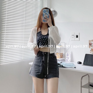 Set áo yếm hoa kèm áo khoác lưới (ảnh thật/ có sẵn)