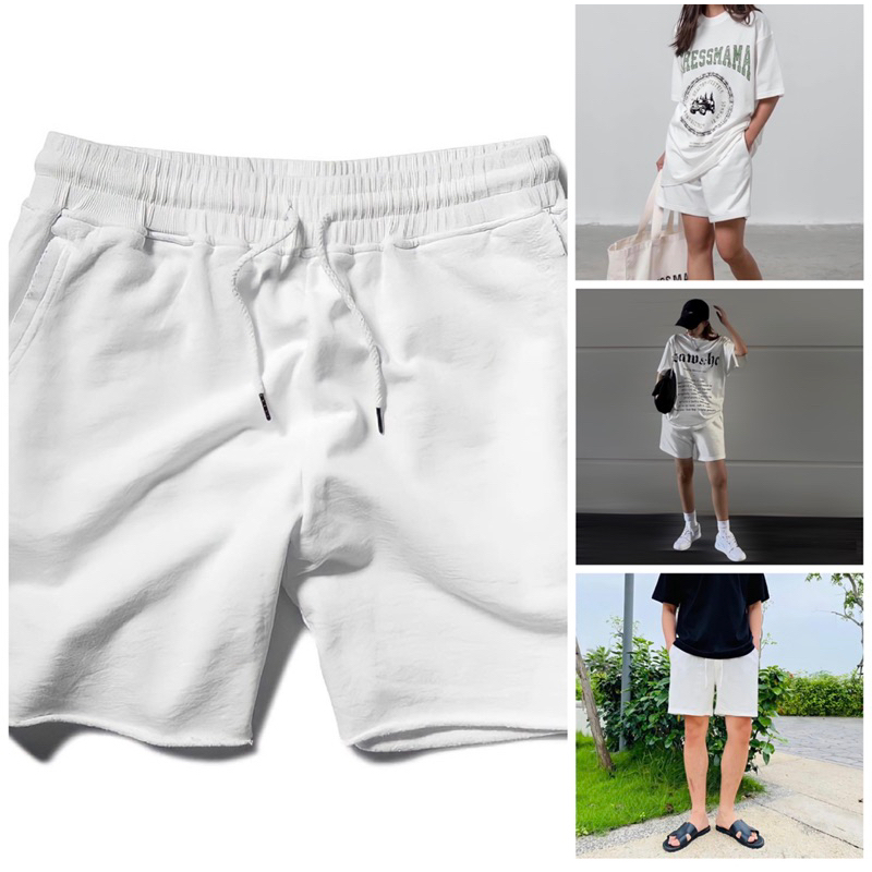 Quần Short Thun [Vải CHÂN CUA] Cao Cấp - Street Style Nam, Nữ - Đùi Thể Thao, Gym - Trắng, Đen, Xám - Quần: