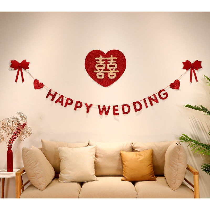 SET TREO TRANG TRÍ LỄ CƯỚI CHẤT LIỆU VẢI NỈ KIM TUYẾN
