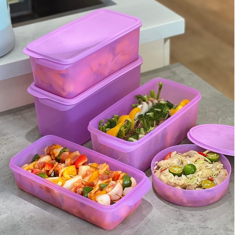 Bộ hộp trữ mát Tupperware Freshia Purple Set 5 hộp - Bảo hành trọn đời - Nhựa nguyên sinh PP số 5 an toàn sức khoẻ