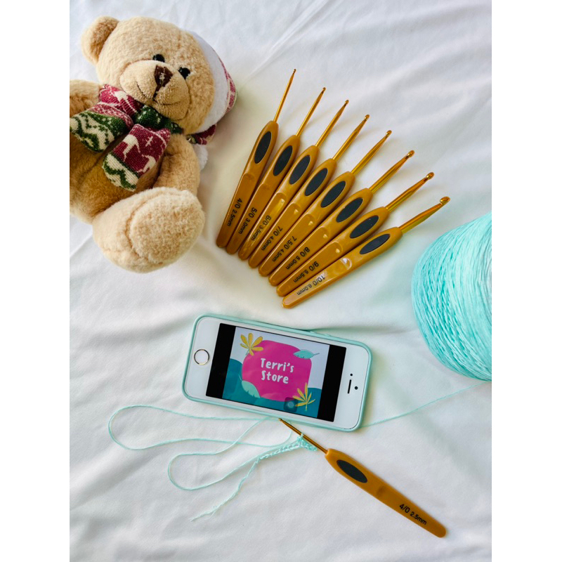 Bộ kim móc len sợi mô phỏng kim Clover  - Tặng ví đựng kim Cotton Linen xinh xắn