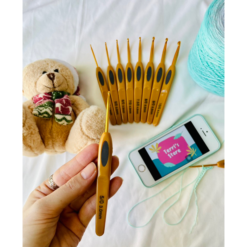 Bộ kim móc len sợi mô phỏng kim Clover  - Tặng ví đựng kim Cotton Linen xinh xắn