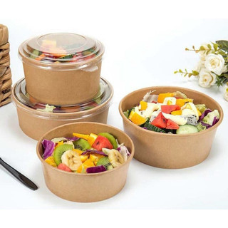 Tô giấy kraft kèm nắp pet 750ml đựng thức ăn