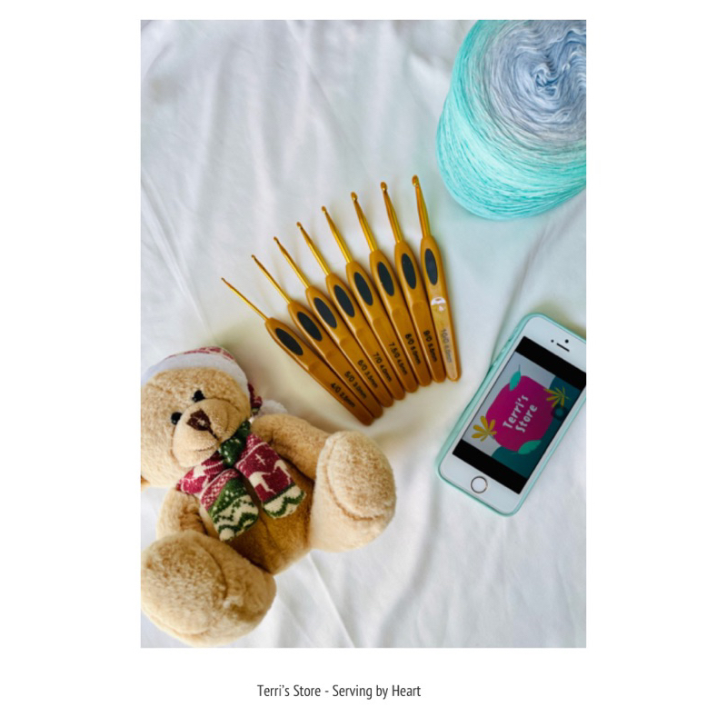 Bộ kim móc len sợi mô phỏng kim Clover  - Tặng ví đựng kim Cotton Linen xinh xắn