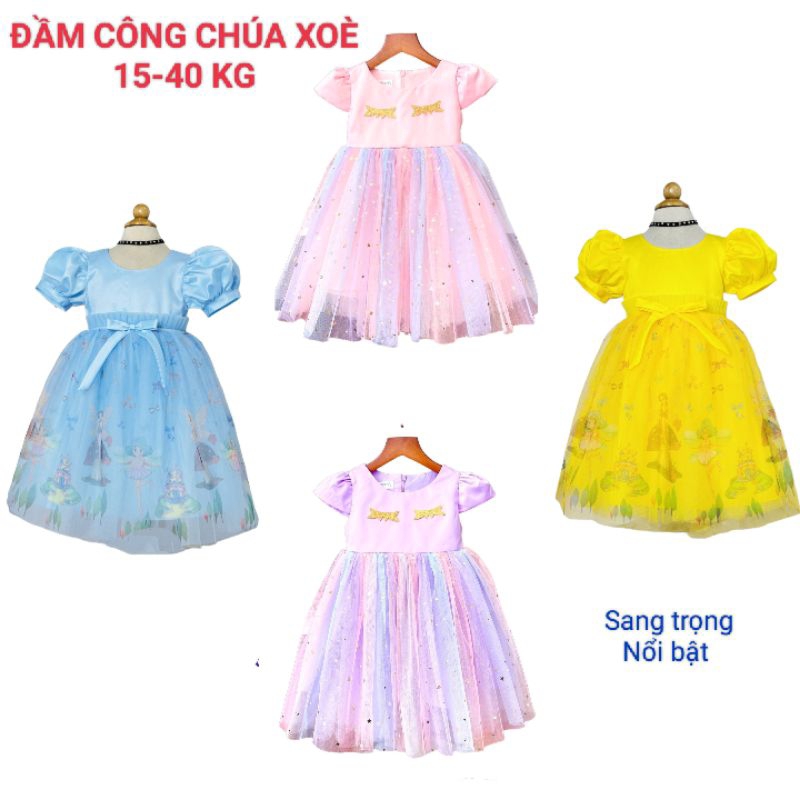 Đầm váy ren công chúa xòe rộng cao cấp haivanco cho bé 15 đến 40 kg mềm mại và thoáng mát đi tiệc đi chơi đều đẹp