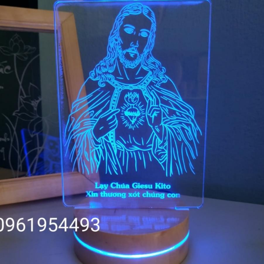 HOT Đèn Led 3D Mẫu Đức Mẹ, chúa Jesus, công giáo, thánh giá