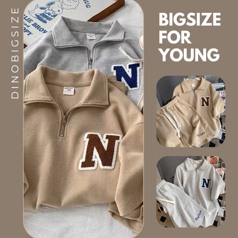 - Set Quần Áo Bigsize Set Quần Áo Chữ N Hai Màu Bigsize Chất Liệu Cotton Tổ Ong - DINO