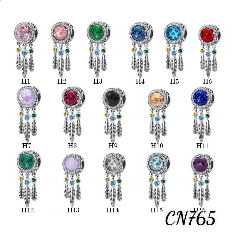CHARM PAN ALE TUA RUA 3 LÁ ĐÍNH ĐÁ BẠC S925 HÀNG CAO CẤP