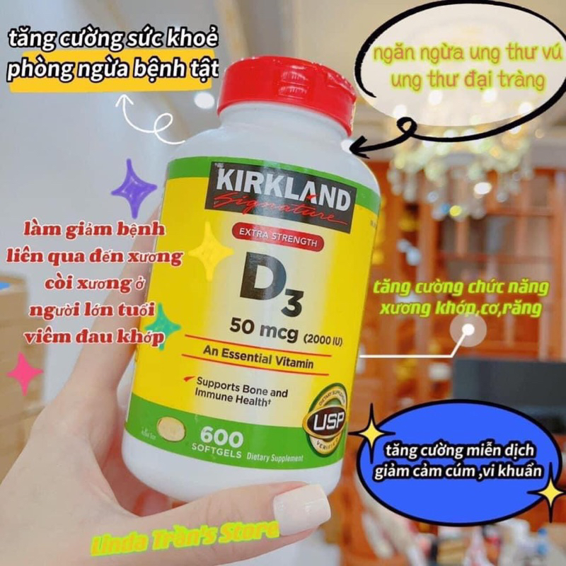 [Chính Hãng] Vitamin D3 Kirkland 50 của Mỹ 600 viên
