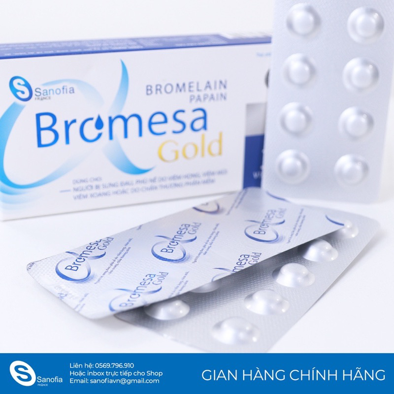 Bromesa Gold - Giúp làm giảm tổn thương mô mềm, phù nề, sưng tấy - Hộp 30 viên