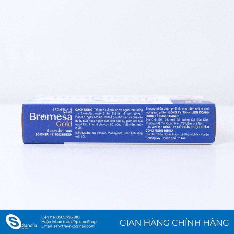 Bromesa Gold - Giúp làm giảm tổn thương mô mềm, phù nề, sưng tấy - Hộp 30 viên