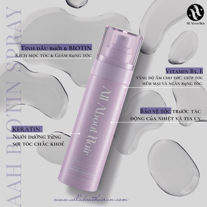 Xịt Dưỡng Tóc  Biotin Spray ALL ABOUT HAIR Giảm Rụng Tóc, Kích Mọc Tóc