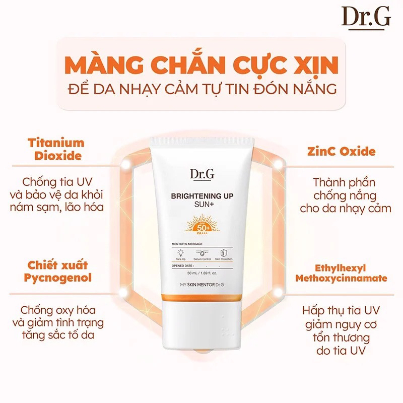 Kem chống nắng kiềm dầu dưỡng sáng da Dr.G Brightening Up Sun+
