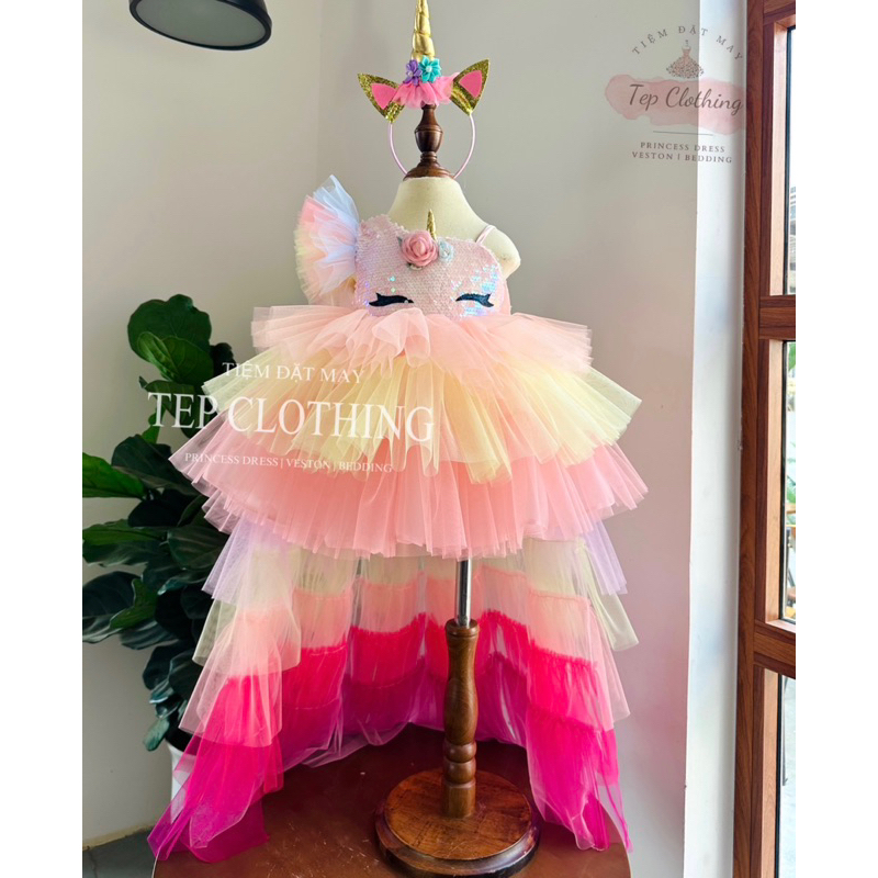 𝑯𝑨𝑷𝑷𝒀 𝑼𝑵𝑰𝑪𝑶𝑹𝑵 Đầm Công Chúa Thiết Kế Cho Bé Gái By Tep Clothing- Hình Thật