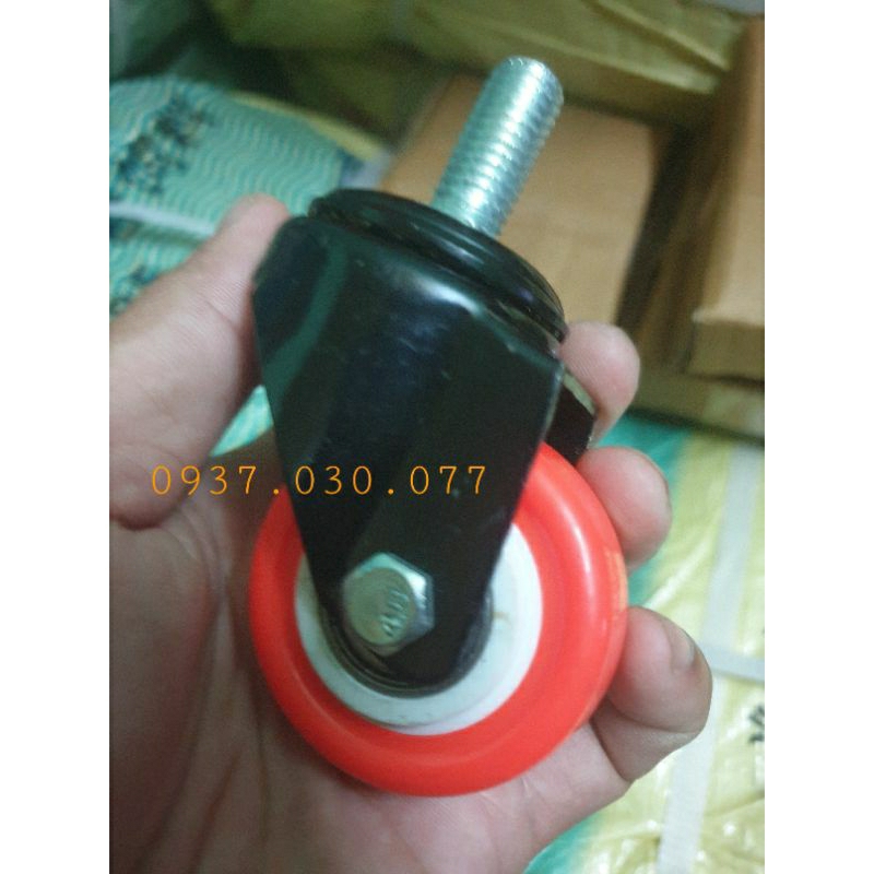 Bánh PU 50mm Cam Vít xoay M10 M12× 25mm, đường kính bánh 50mm