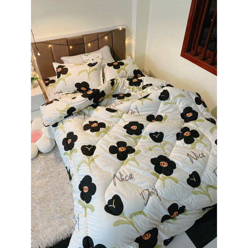Bộ chăn ga gối Cotton poly 5 món đáng yêu chăn ga Hàn Quốc miễn phí bo chun drap ga giường