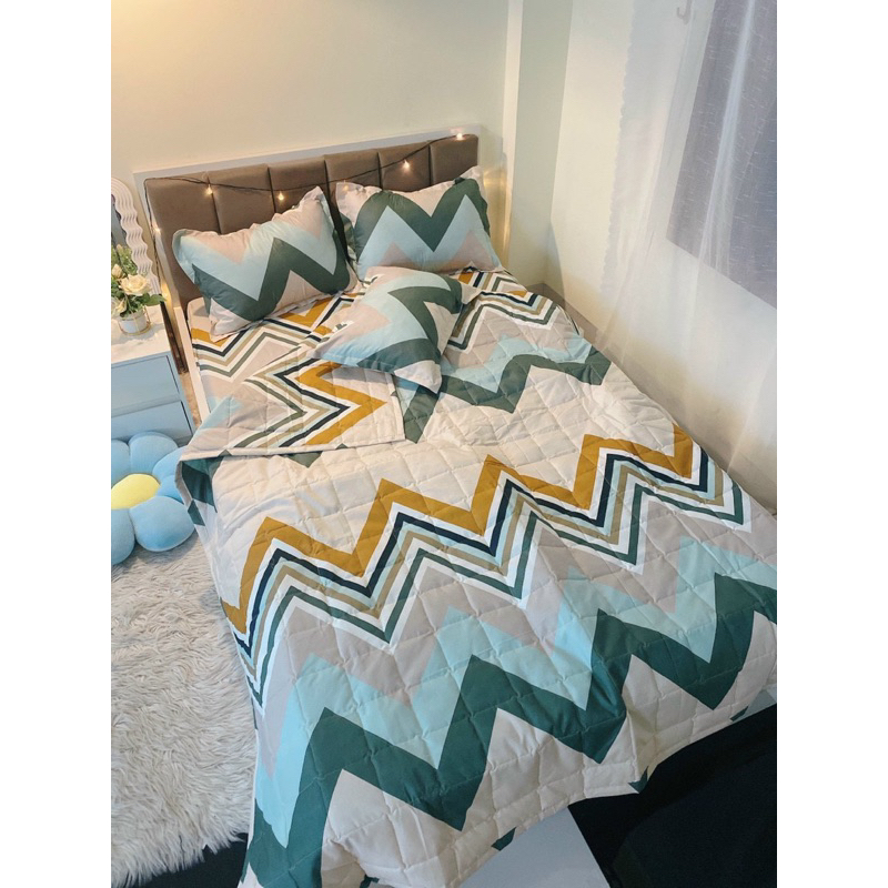 Bộ chăn ga gối Cotton poly 5 món đáng yêu chăn ga Hàn Quốc miễn phí bo chun drap ga giường