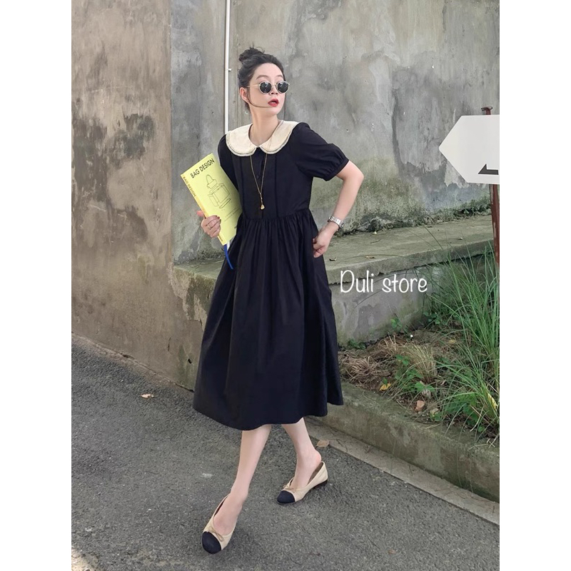 (ORDER)-Đầm nữ cổ tròn vintage Hàn Quốc-Mẫu mới