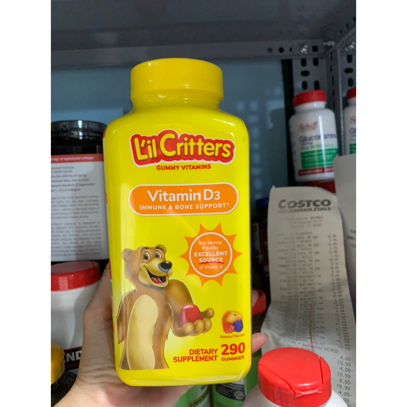 Kẹo gấu Canxi L'il Critters Vitamin D3 Gummy Bears 🍒🍑🍋Hàng Mỹ🇺🇸