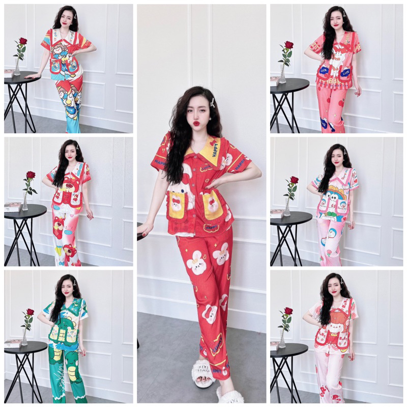 pijama tay ngắn lụa xước thiết kế hot nhất hiện nay, đồ bộ pijama hot trend , pijama nữ giá rẻ free ship, đồ bộ xinh