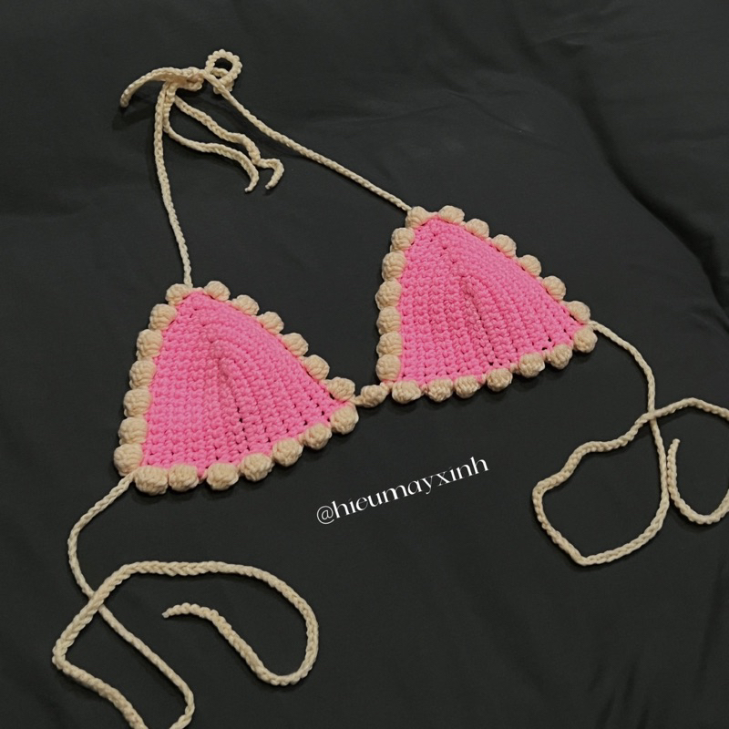 ‘Kem Cheese’ bikini 👙 - áo len móc bikini viền bông hạt bắp 💖