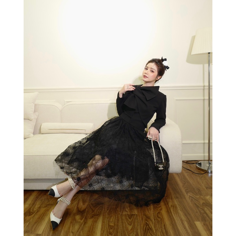 Áo Khoác Blazer nữ Anne Jacket Dáng Lửng Thắt Nơ Dài Tay