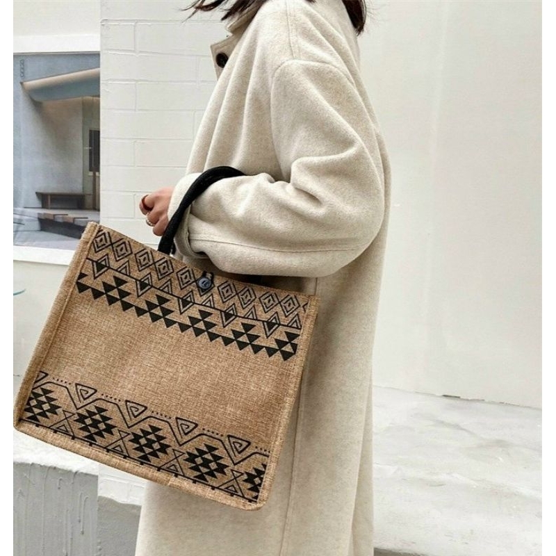 Túi Cói Hoa Trà Siêu Xinh