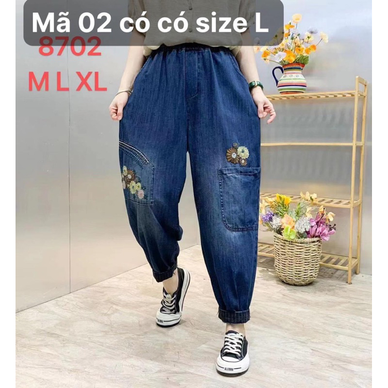 Quần jeans baggy thêu hoạ tiết