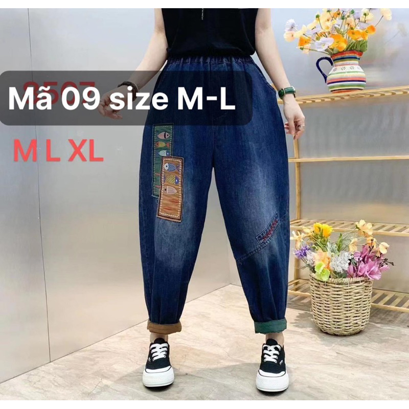 Quần jeans baggy thêu hoạ tiết