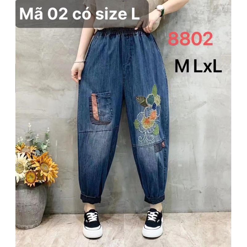 Quần jeans baggy thêu hoạ tiết