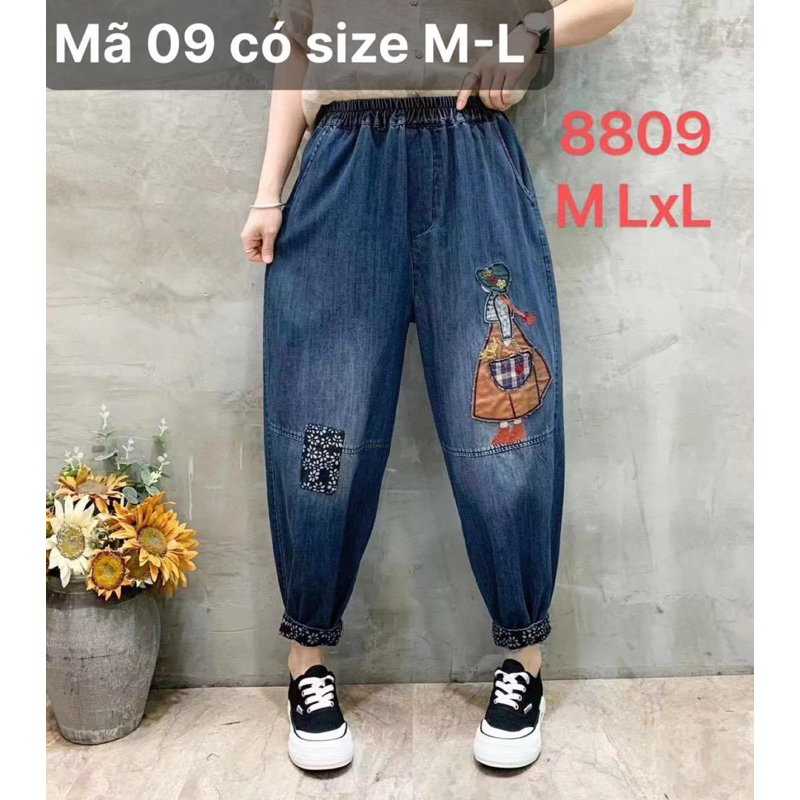 Quần jeans baggy thêu hoạ tiết