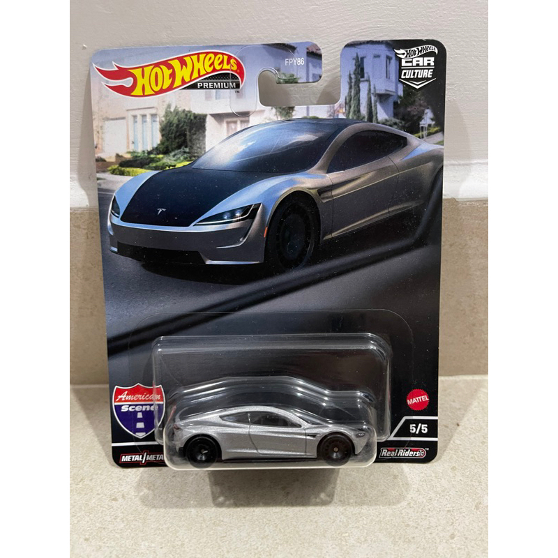 Xe mô hình đồ chơi bánh cao su Hotwheels 1:64 PREMIUM - CAR CULTURE - Tesla Roadster
