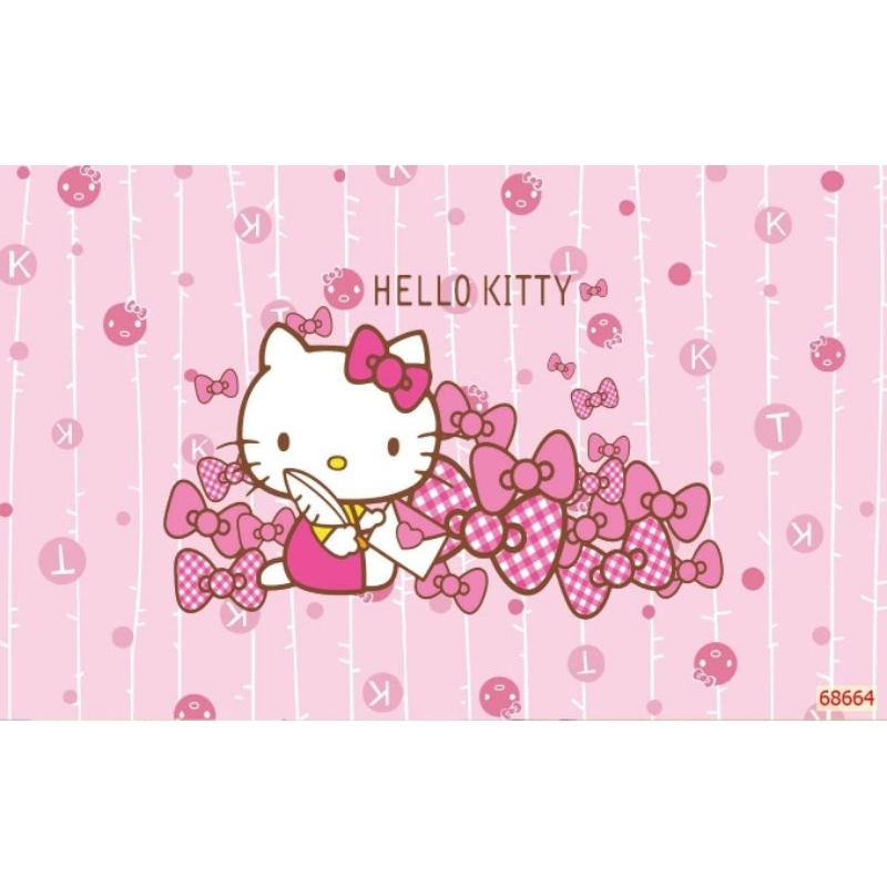 Tranh dán tường 3d Hello Kitty trang trí phòng bé gái in vải lụa có in theo kt Z@ Lô:0*9*6*7*9*5*9*3*9*9