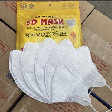 Túi 10 Chiếc Khẩu Trang 5D Bông Sen Vàng Chọn Màu