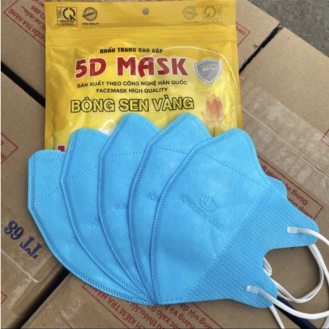 Túi 10 Chiếc Khẩu Trang 5D Bông Sen Vàng Chọn Màu
